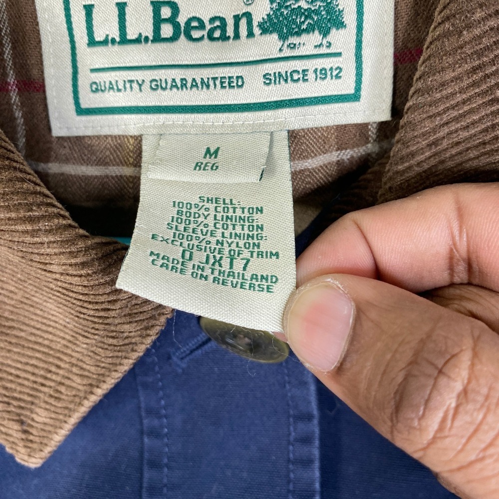 VTG LL Bean Barn Jacket Navy Blue Corduroy Trim Field Coat Womens Medium Chore - Picture 3 of 6